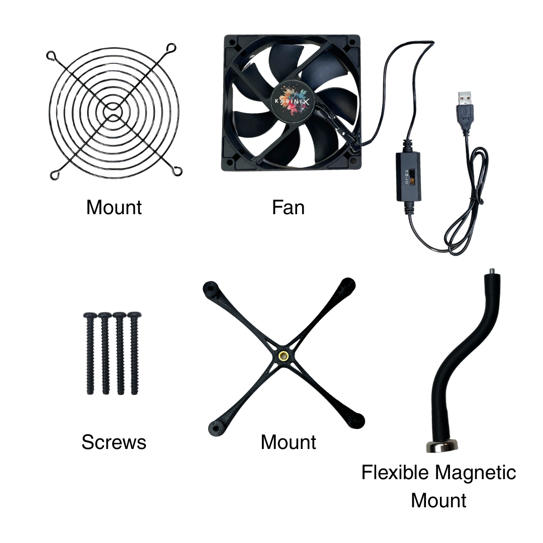 Fan with FlexiMount For Ikea Greenhouse Cabinet